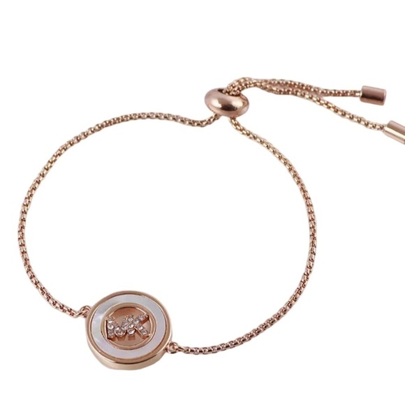 MICHAEL KORS • Rose Gold Slider Pearl Logo Bracelet - Picture 3 of 3